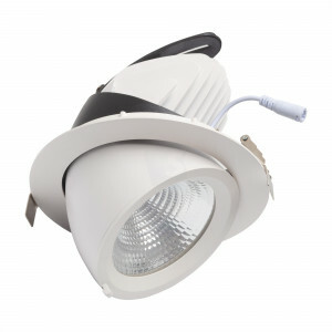 LED downlight 28 / 42 watt - kantelbaar- draaibaar - 3000K - rond 190 mm - gatmaat 175 mm - banaanspot - wit huis - adereind aansluiting