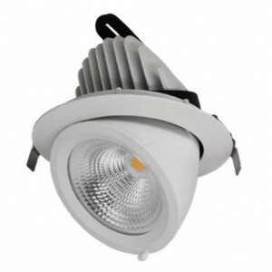 LED downlight 28 / 42 watt - kantelbaar- draaibaar - 3000K - rond 190 mm - gatmaat 175 mm - banaanspot - wit huis - adereind aansluiting