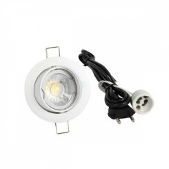 LED inbouwspot systeemplafond - 4000K - 5 Watt - kantelbaar Frame wit - GU10 fitting - rond 92 mm - gatmaat 80 mm - snoer en stekker #spec