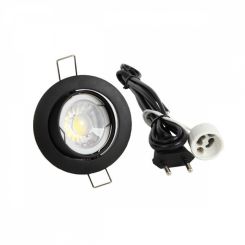 LED inbouwspot systeemplafond - 4000K - 5 Watt - kantelbaar Frame zwart - rond 92 mm - gatmaat 80 mm - snoer en stekker #spec