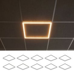 10x zwarte LED paneel hollow - 60x60 cm - niet dimbaar - 32W - CCT 3000 / 4000 / 5000K - T24 standaard systeem - met snoer en stekker