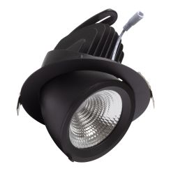 LED downlight - 28 / 42 watt - kantelbaar- draaibaar - 4000K - rond 190 mm - gatmaat 175 mm - banaanspot - ZWART huis - adereind aansluiting #spec