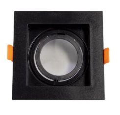 LED inbouwspot systeemplafond - vierkant - verdiept - kleur zwart - 5,5 Watt - dimbaar - 2700K - 102x102 mm - gatmaat 90x90 mm - snoer en stekker