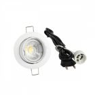 LED inbouwspot systeemplafond - 4000K - 5 Watt - kantelbaar Frame wit - GU10 fitting - rond 92 mm - gatmaat 80 mm - snoer en stekker #spec